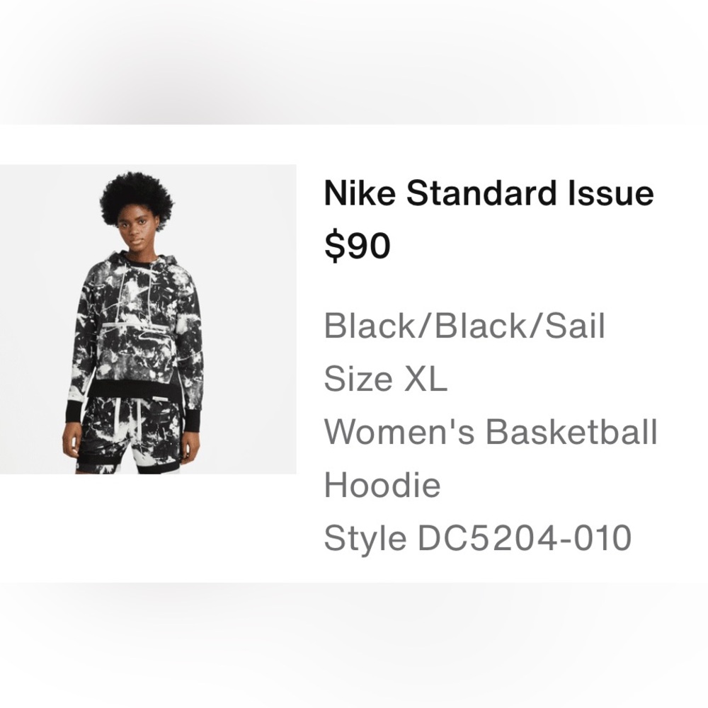 Nike women’s standard issue basketball hoodie NWOT